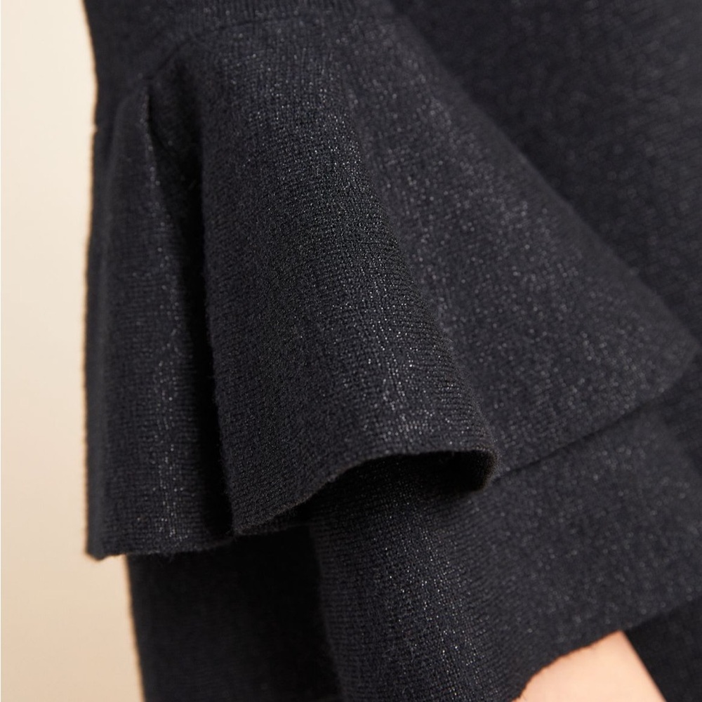 Anthropologie Claudette Black Ruffled Sweater Dress Sz:M - Picture 5 of 14